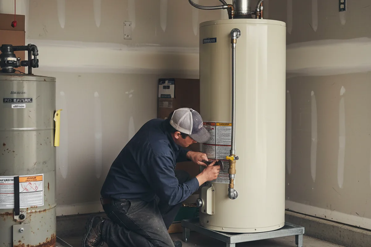 Water heater and shutoff valve replacement in Amberson
